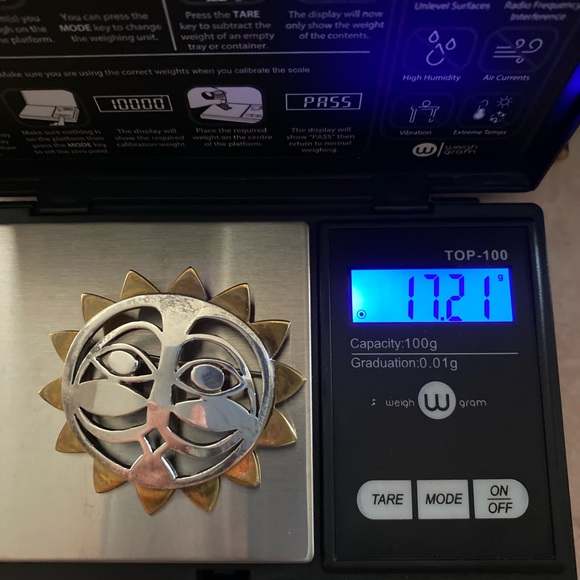 Vintage Mexican Sterling Smiling Sun Pendant - Picture 5 of 6